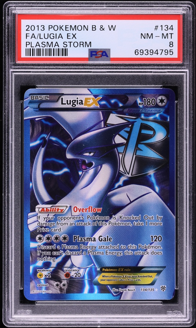 2013 Pokemon Black & White Plasma Storm Full Art Lugia EX #134 PSA 8 NM-MT