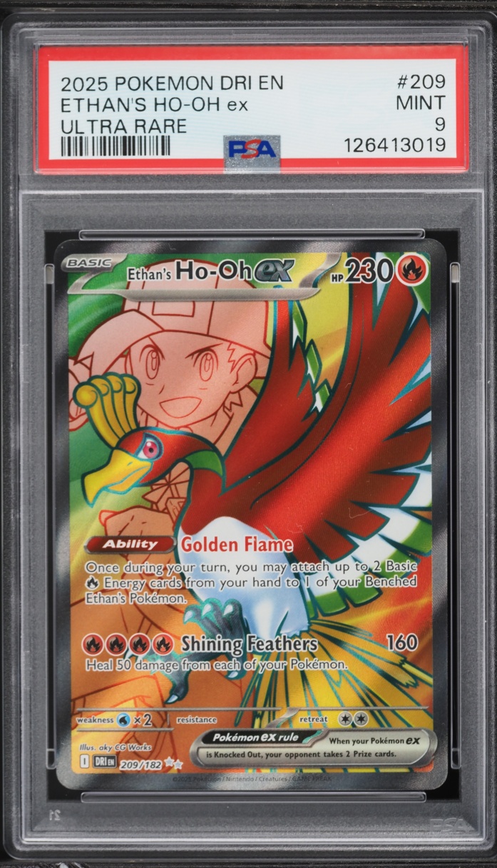 2025 Pokemon Scarlet & Violet Destined Rivals Full Art Ethan's Ho-Oh EX #209 PSA 9 MINT
