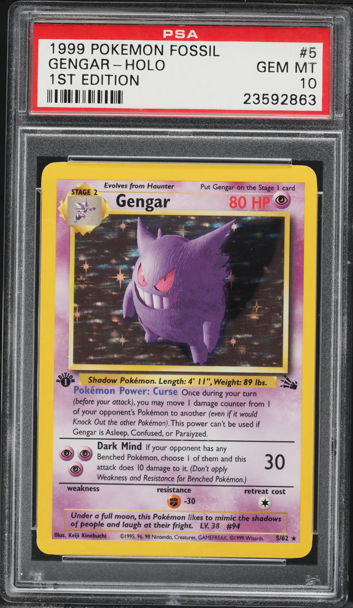 1999 Pokemon Fossil 1st Edition Holo Gengar #5 PSA 10 GEM MINT