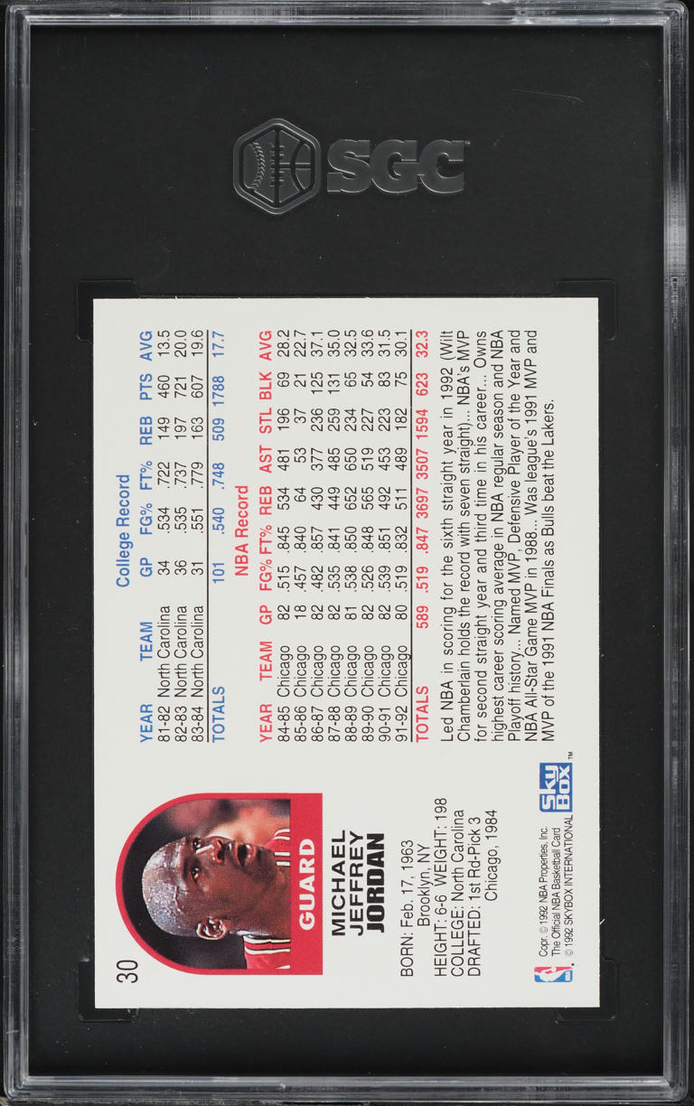 1992 Hoops Michael Jordan #30 SGC 10 GEM MINT
