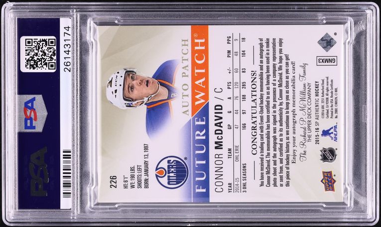 Connor McDavid 2014-2015 ITG Leaf Rookie Card - NSCC VIP Exclusive White Version
