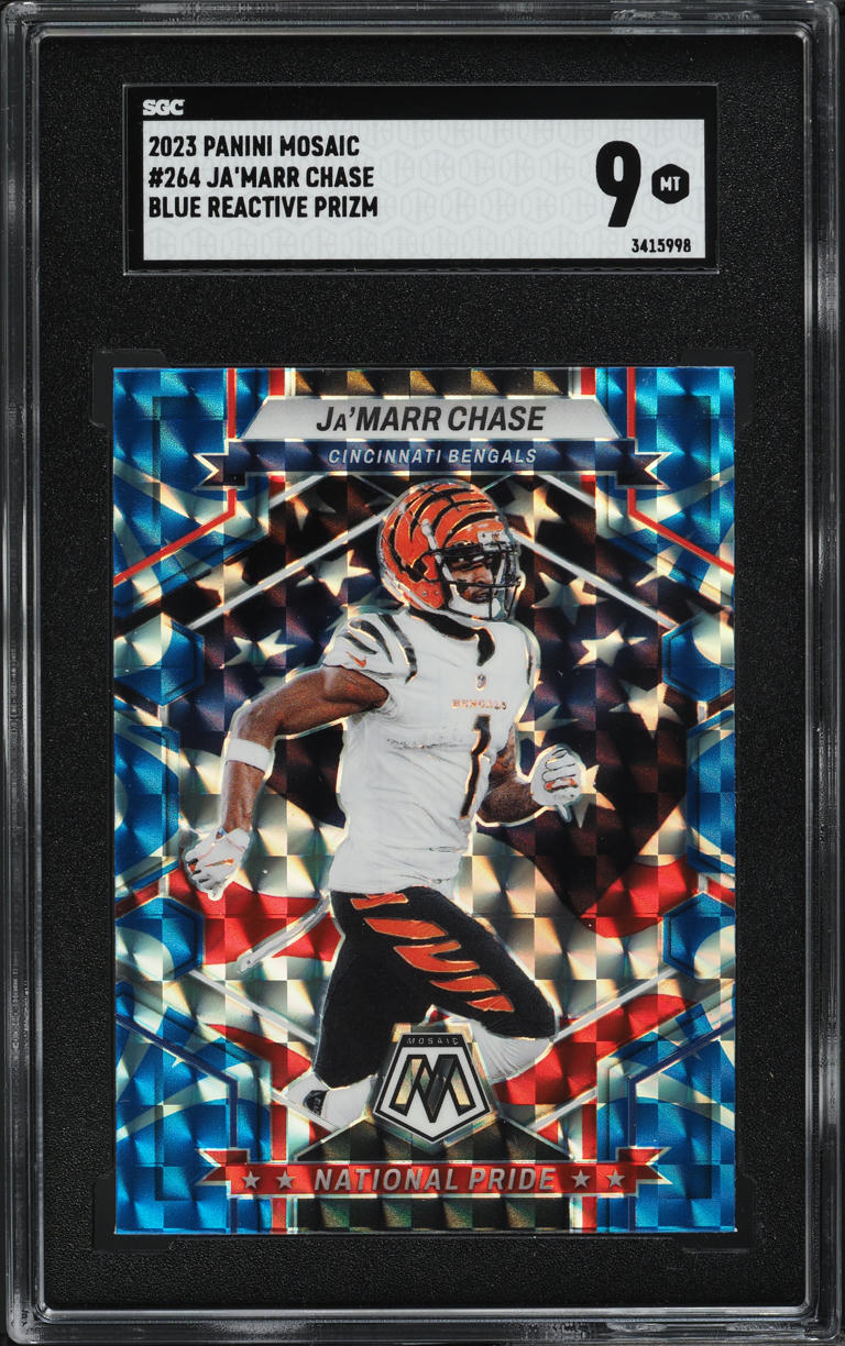 2023 Panini Mosaic Blue Reactive Prizm Ja'Marr Chase #264 SGC 9 MINT