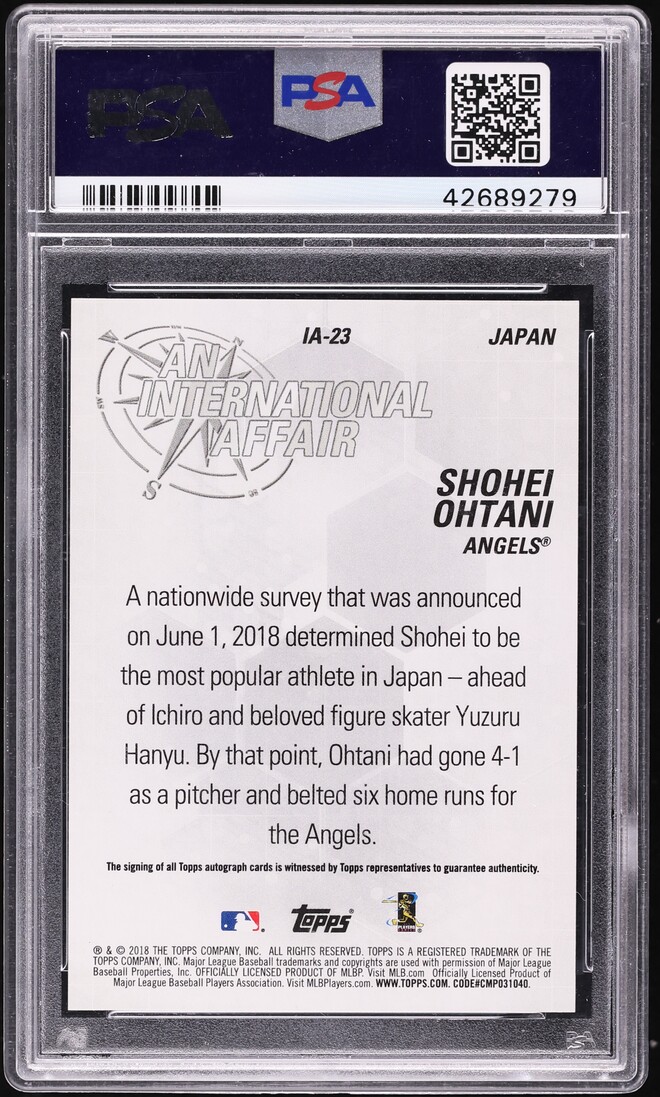 2018 Topps Update An International Affair Shohei Ohtani ROOKIE AUTO /5 #IA-23 PSA 10 GEM MINT