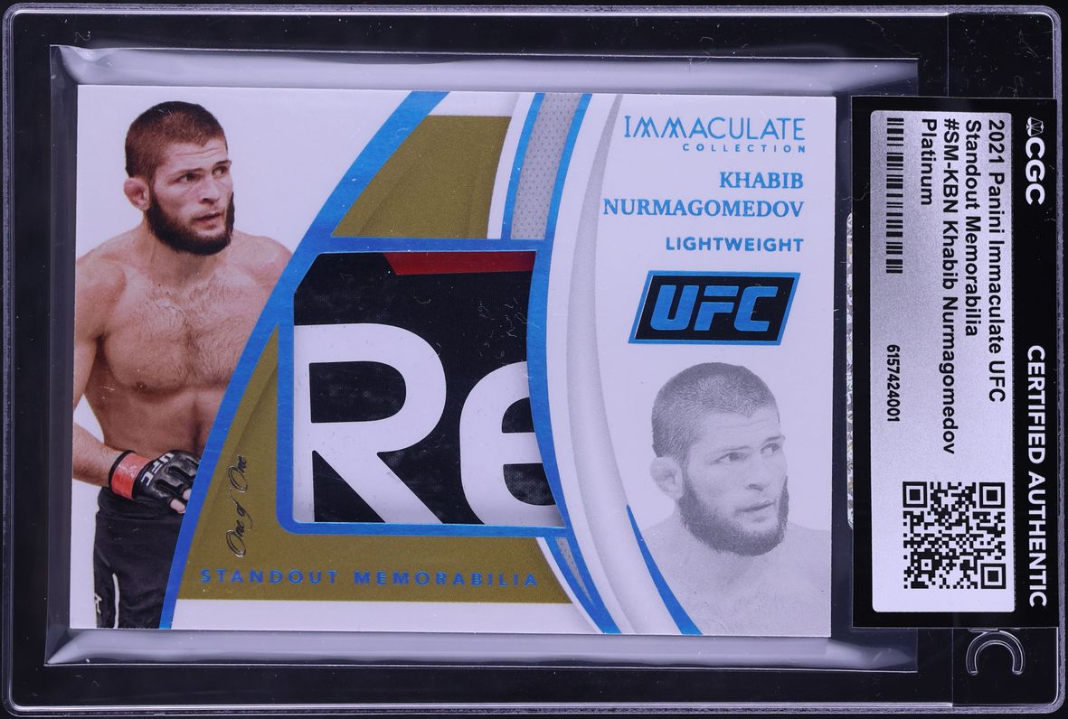 2021 Immaculate Collection UFC Standout Platinum Khabib Nurmagomedov PATCH 1/1 #SM-KBN CGC AUTH