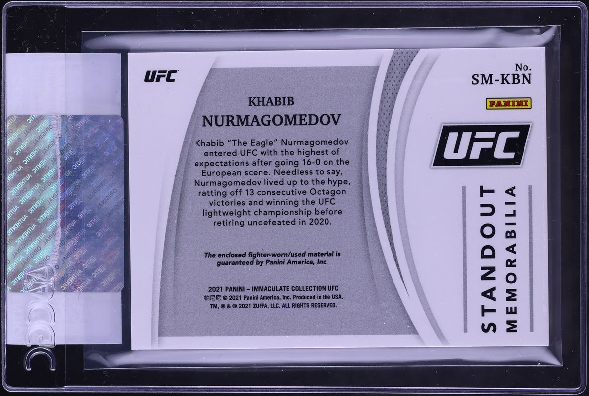 2021 Immaculate Collection UFC Standout Platinum Khabib Nurmagomedov PATCH 1/1 #SM-KBN CGC AUTH