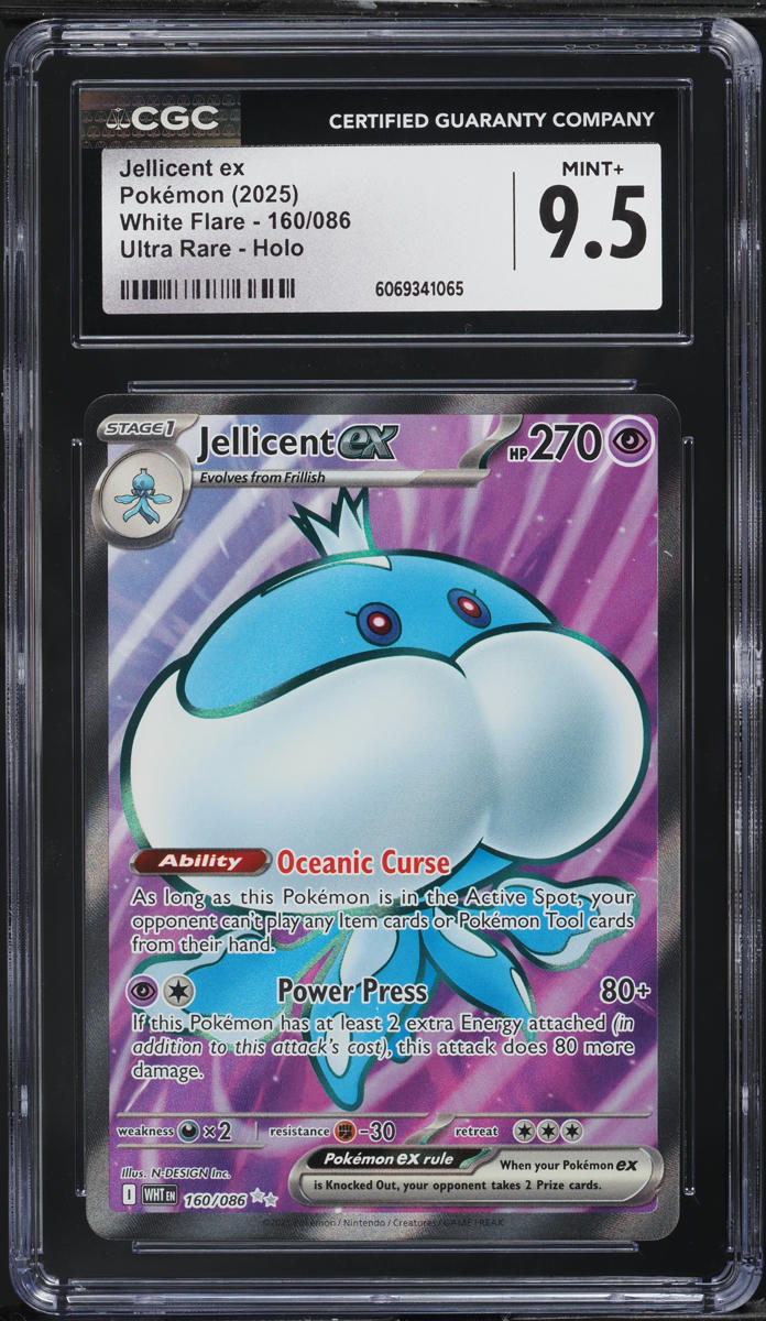2025 Pokemon SV White Flare Full Art Jellicent ex #160 CGC 9.5 MINT+