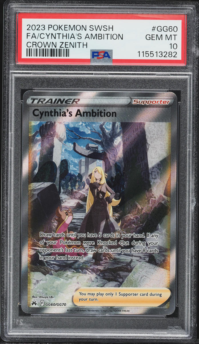 2023 Pokemon Sword & Shield Crown Zenith Full Art Cynthia's Ambition #GG60 PSA 10 GEM MINT