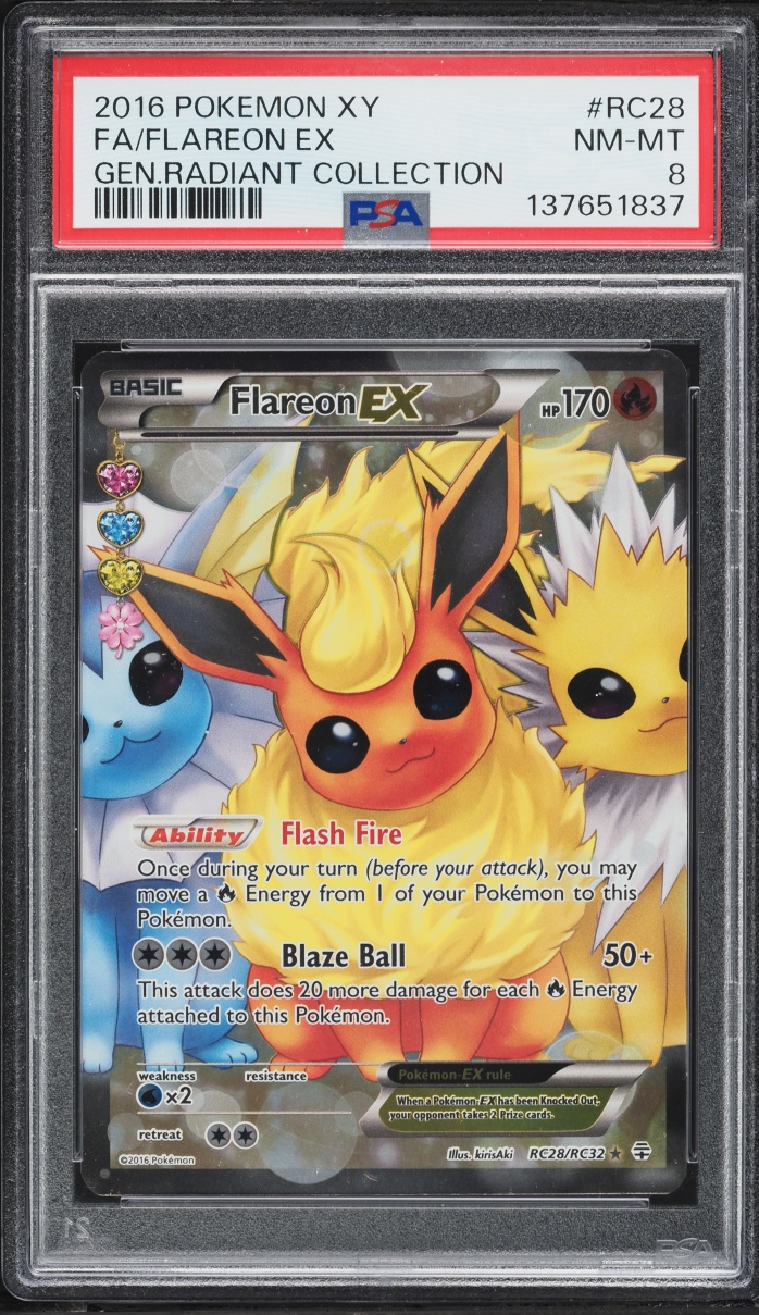 2016 Pokemon XY Generations Radiant Collection Full Art Flareon EX #RC28 PSA 8 NM-MT