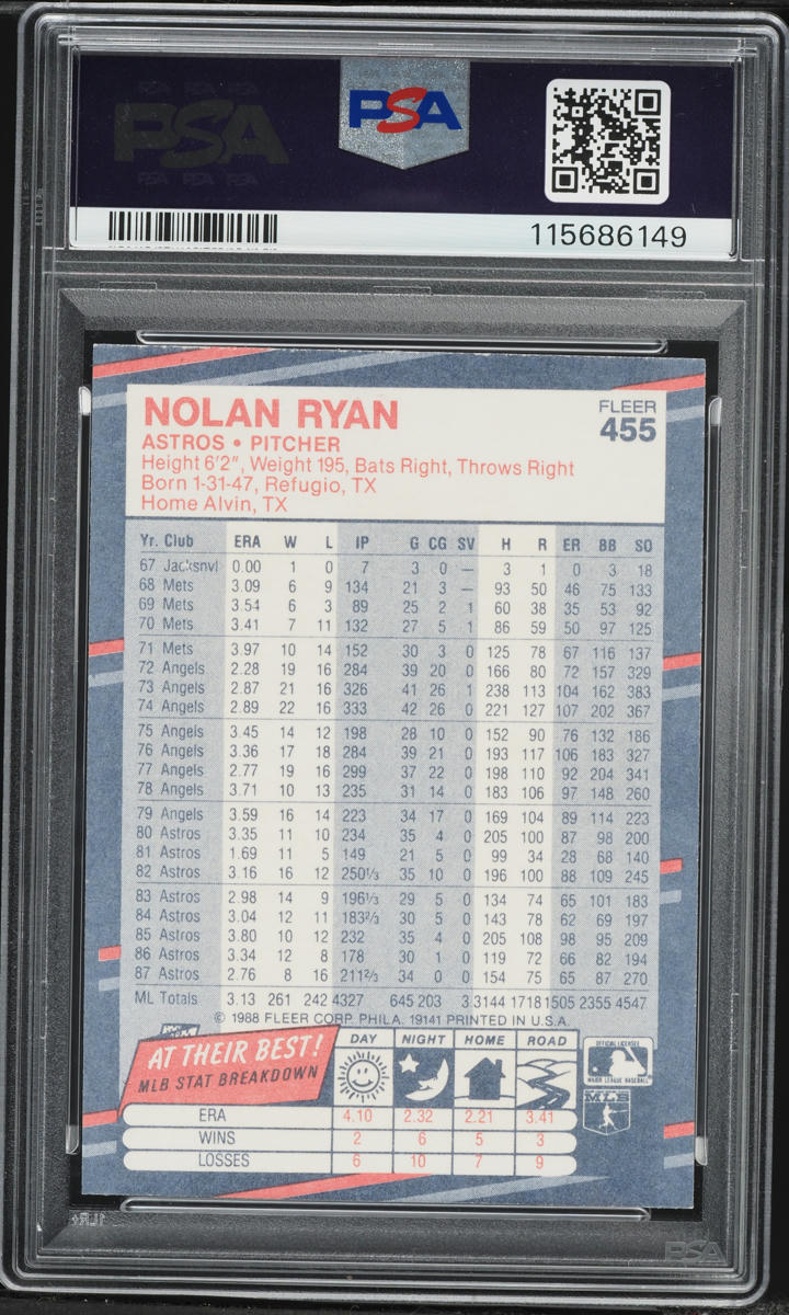 1988 Fleer Nolan Ryan #455 PSA 9 MINT