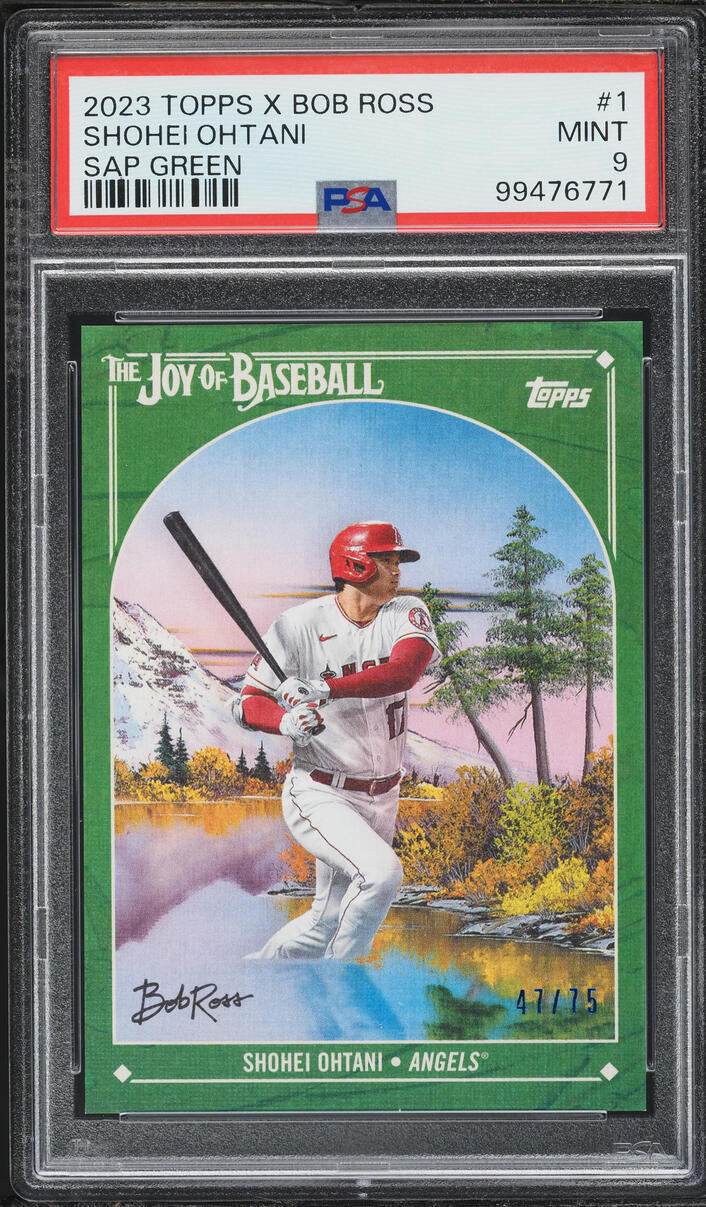 2023 Topps X Bob Ross The Joy Of Baseball Sap Green Shohei Ohtani /75 #1 PSA 9 MINT