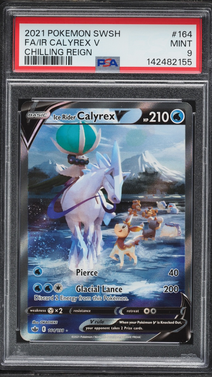 2021 Pokemon Sword & Shield Chilling Reign Full Art Ice Rider Calyrex V #164 PSA 9 MINT