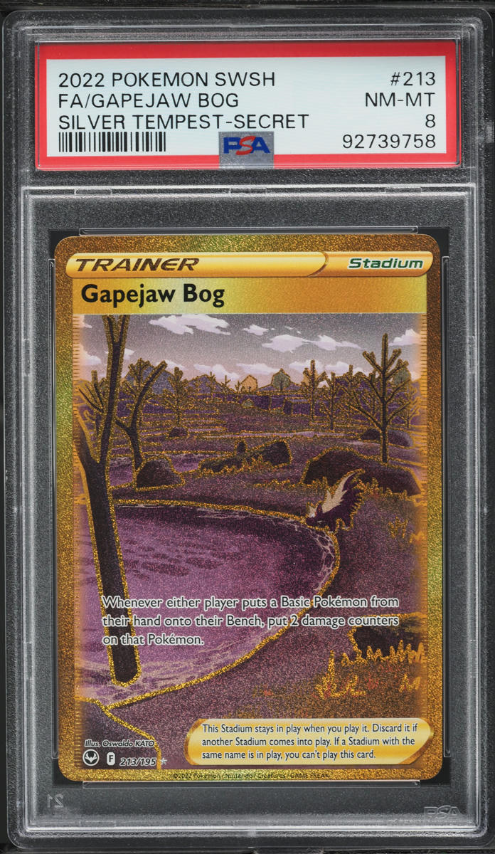2022 Pokemon Sword & Shield Silver Tempest Full Art Gapejaw Bog #213 PSA 8 NM-MT