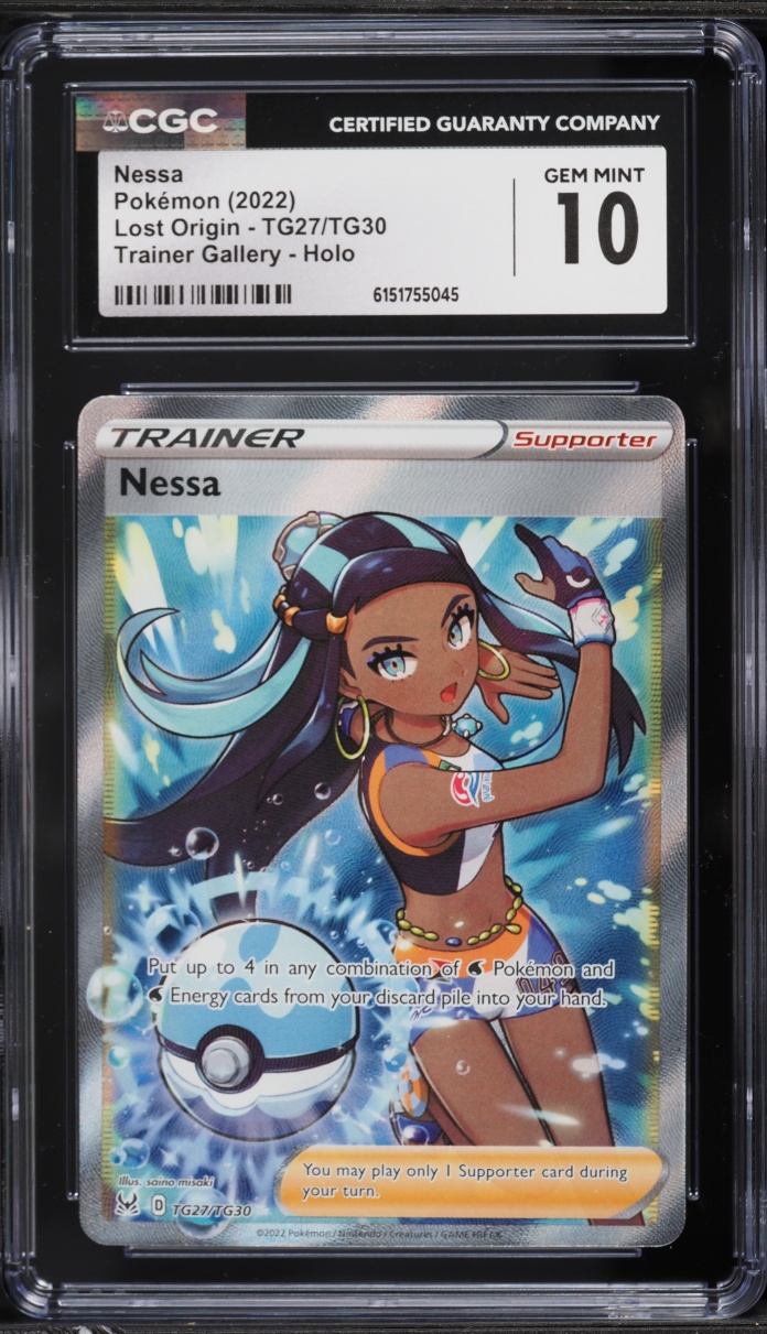 2022 Pokemon Sword & Shield Lost Origin Full Art Nessa #TG27 CGC 10 GEM MINT