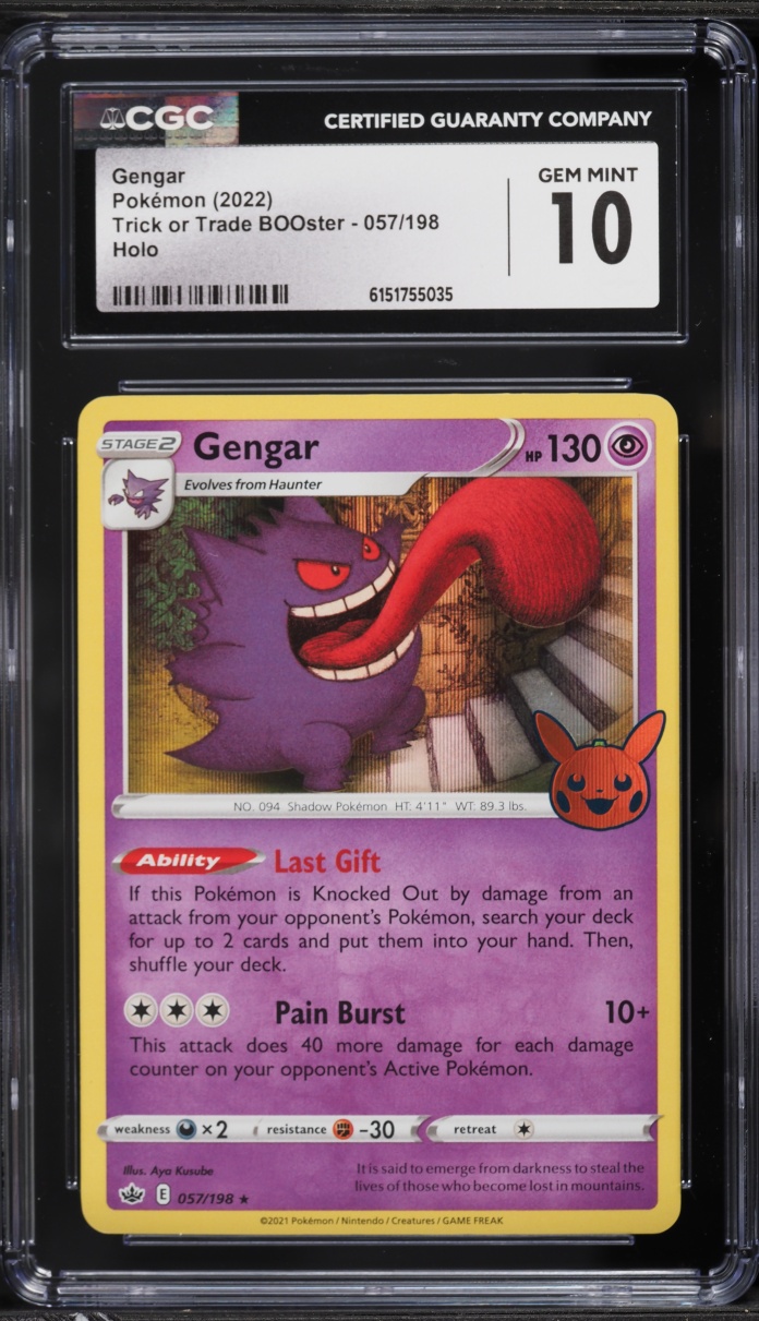 2022 Pokemon Sword & Shield Chilling Reign Trick Or Trade Holo Gengar #57 CGC 10 GEM MINT