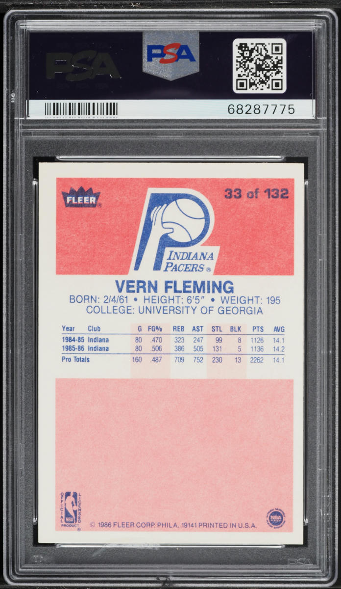 1986 Fleer Basketball Vern Fleming #33 PSA 6 EXMT