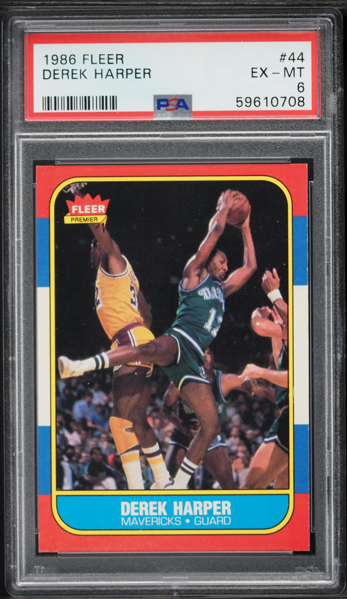 1986 Fleer Basketball Derek Harper #44 PSA 6 EXMT