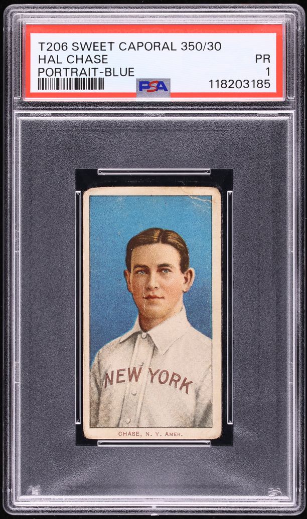 1909-11 T206 Hal Chase BLUE PORTRAIT, SWEET CAPORAL PSA 1 PR