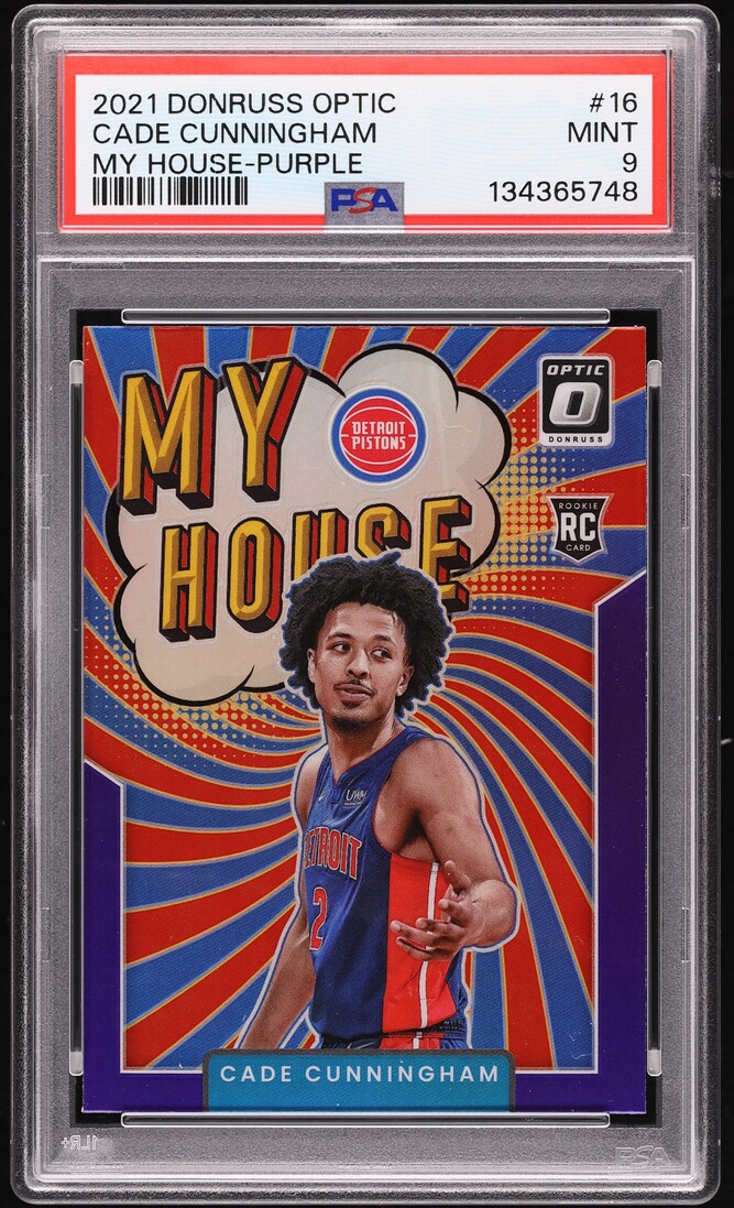 2021 Donruss Optic My House Purple Prizm Cade Cunningham ROOKIE #16 PSA 9 MINT