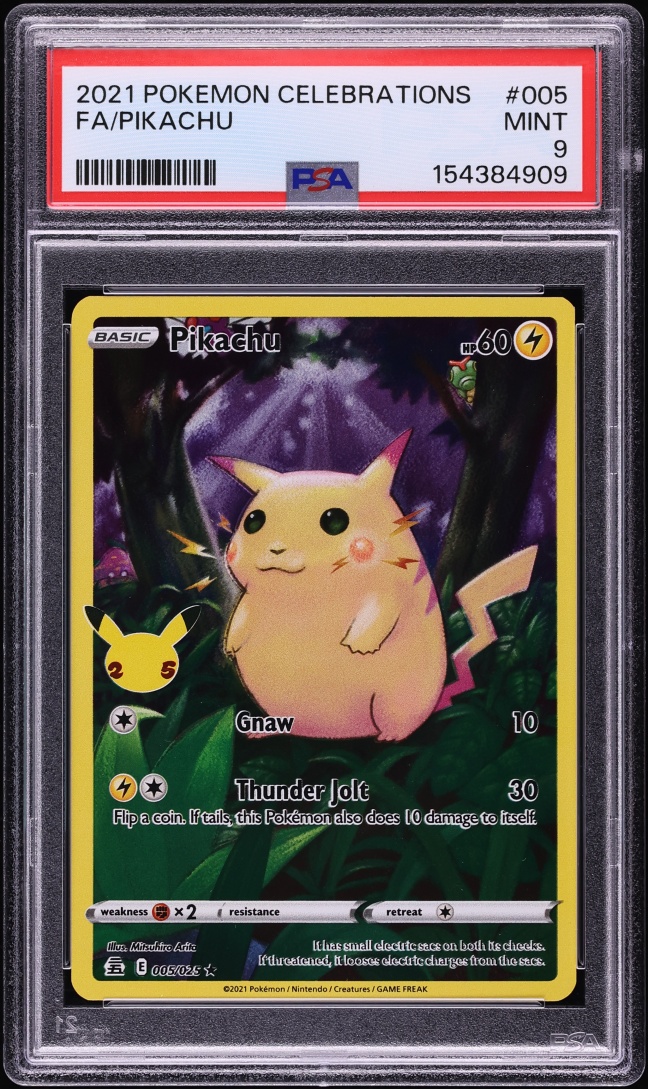 2021 Pokemon Sword & Shield Celebrations Full Art Pikachu #5 PSA 9 MINT