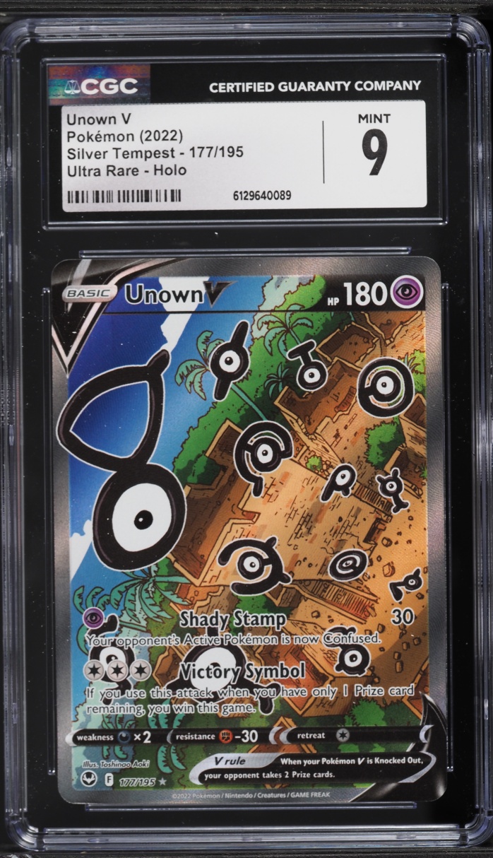 2022 Pokemon Sword & Shield Silver Tempest Alt Art Unown V #177 CGC 9 MINT