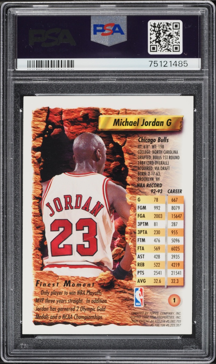 1993 Finest Basketball Michael Jordan #1 PSA 8 NM-MT