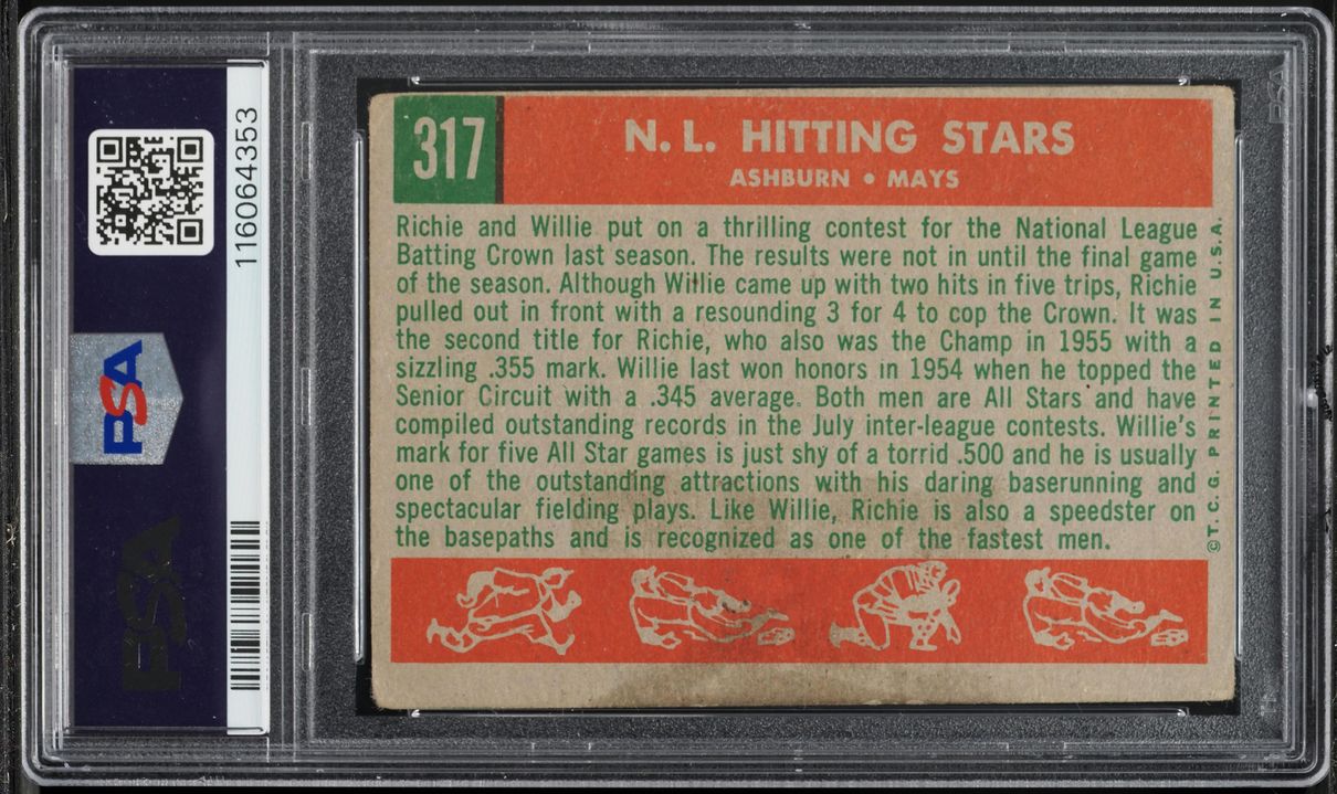 1959 Topps Willie Mays & Richie Ashburn NL HITTING KINGS #317 PSA 1.5 FR