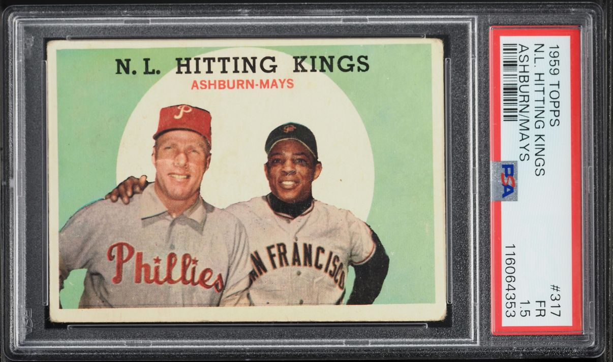 1959 Topps Willie Mays & Richie Ashburn NL HITTING KINGS #317 PSA 1.5 FR