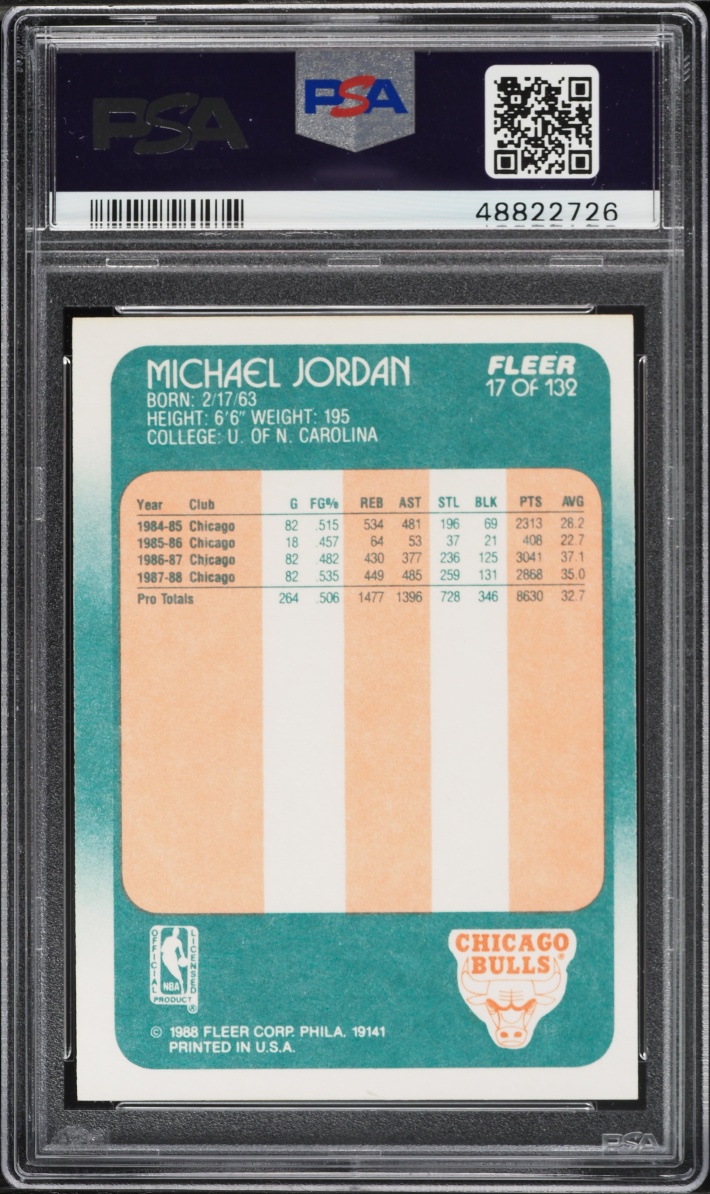 1988 Fleer Basketball Michael Jordan #17 PSA 9 MINT