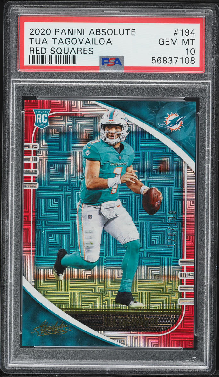 2020 Absolute Red Squares Tua Tagovailoa ROOKIE /199 #194 PSA 10 GEM MINT