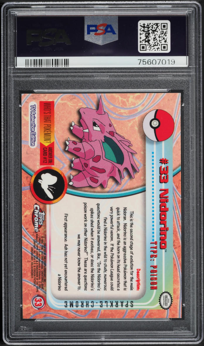 2000 Topps Chrome Pokemon Series 1 Sparkle Nidorino #33 PSA 10 GEM MINT