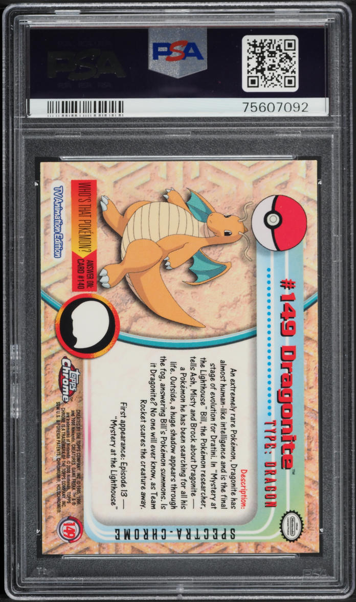 2000 Topps Chrome Pokemon Series 2 Spectra Dragonite #149 PSA 10 GEM MINT