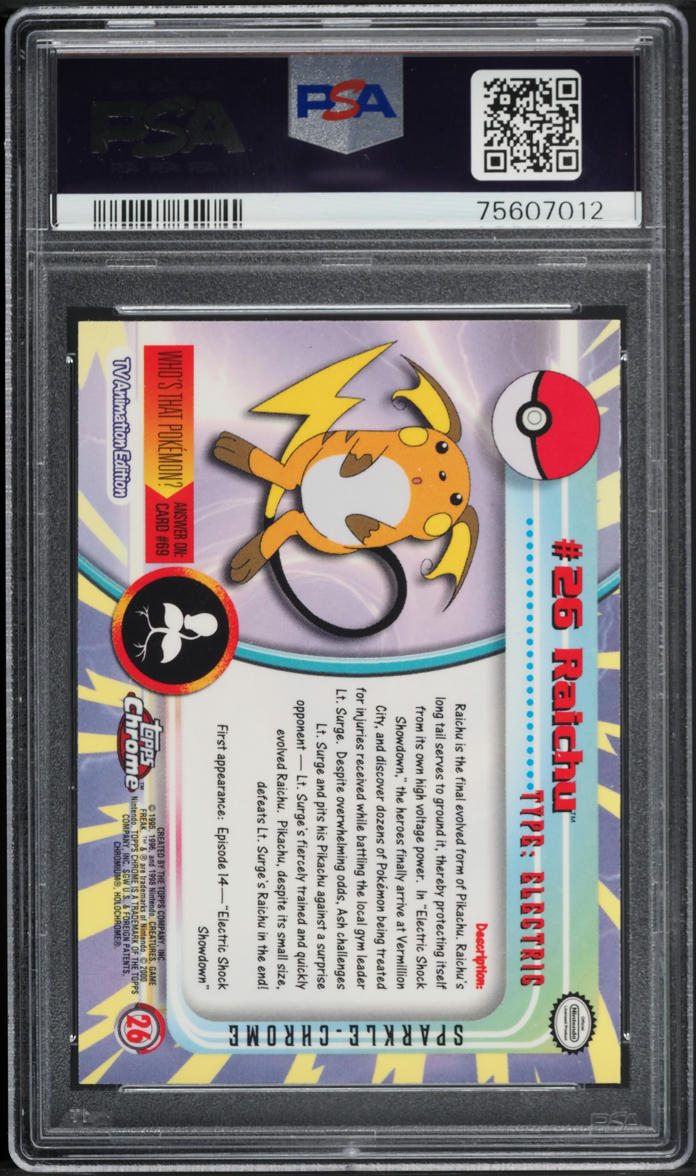 2000 Topps Chrome Pokemon Series 1 Sparkle Raichu #26 PSA 10 GEM MINT
