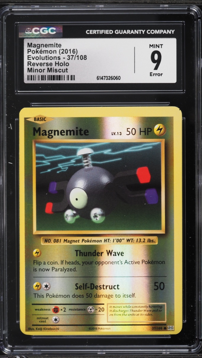 2016 Pokemon XY Evolutions Reverse Holo Error Magnemite #37 CGC 9 MINT