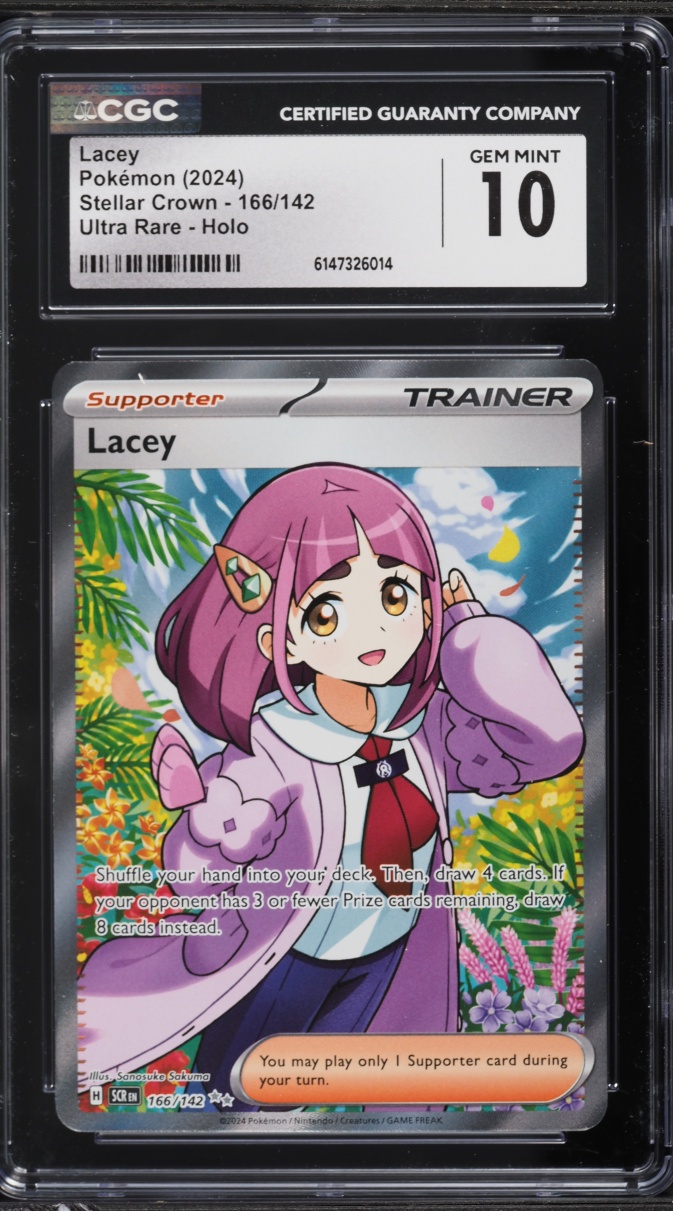 2024 Pokemon Scarlet & Violet Stellar Crown Full Art Lacey #166 CGC 10 GEM MINT