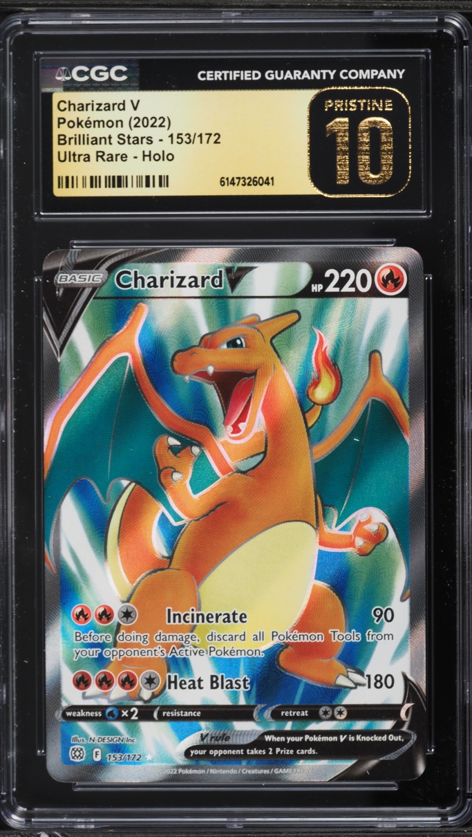 2022 Pokemon Sword & Shield Brilliant Stars Full Art Charizard V #153 CGC 10 PRISTINE
