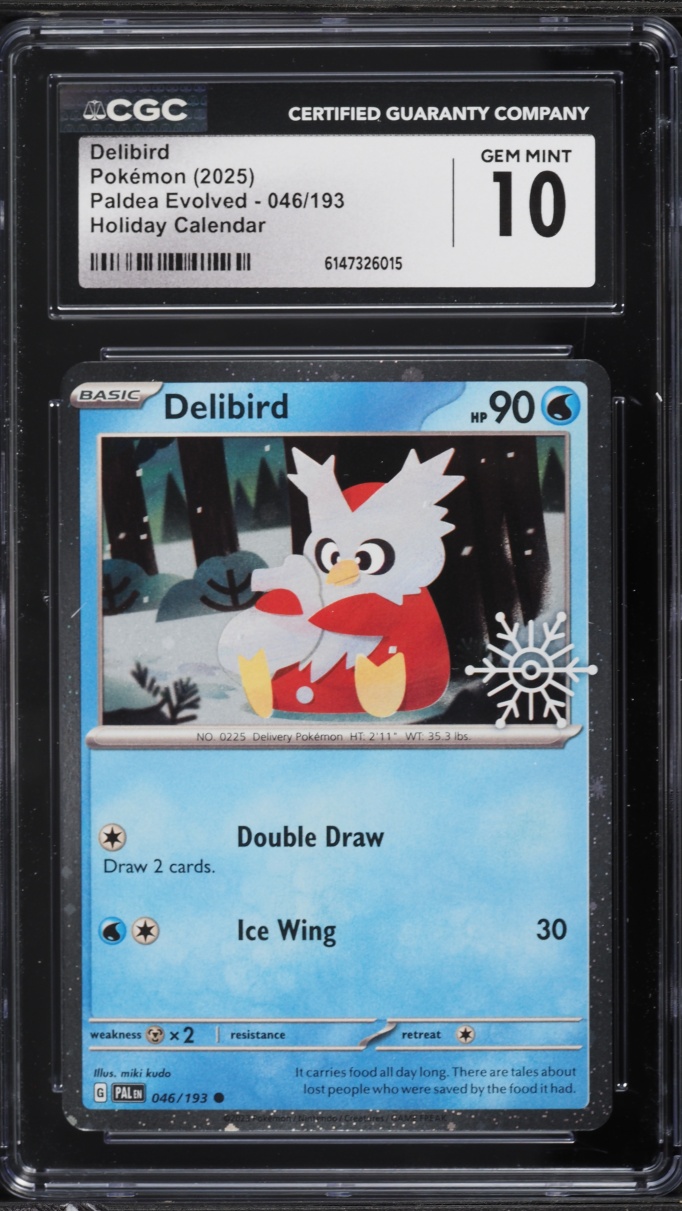 2025 Pokemon Scarlet & Violet Paldea Evolved Holiday Calendar Delibird #46 CGC 10 GEM MINT