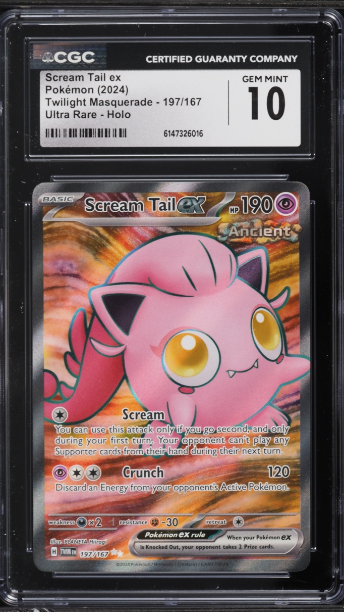 2024 Pokemon Scarlet & Violet Twilight Masquerade Full Art Scream Tail EX #197 CGC 10 GEM MINT