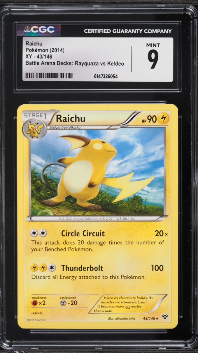 2014 Pokemon XY Battle Arena Decks Raichu #43 CGC 9 MINT