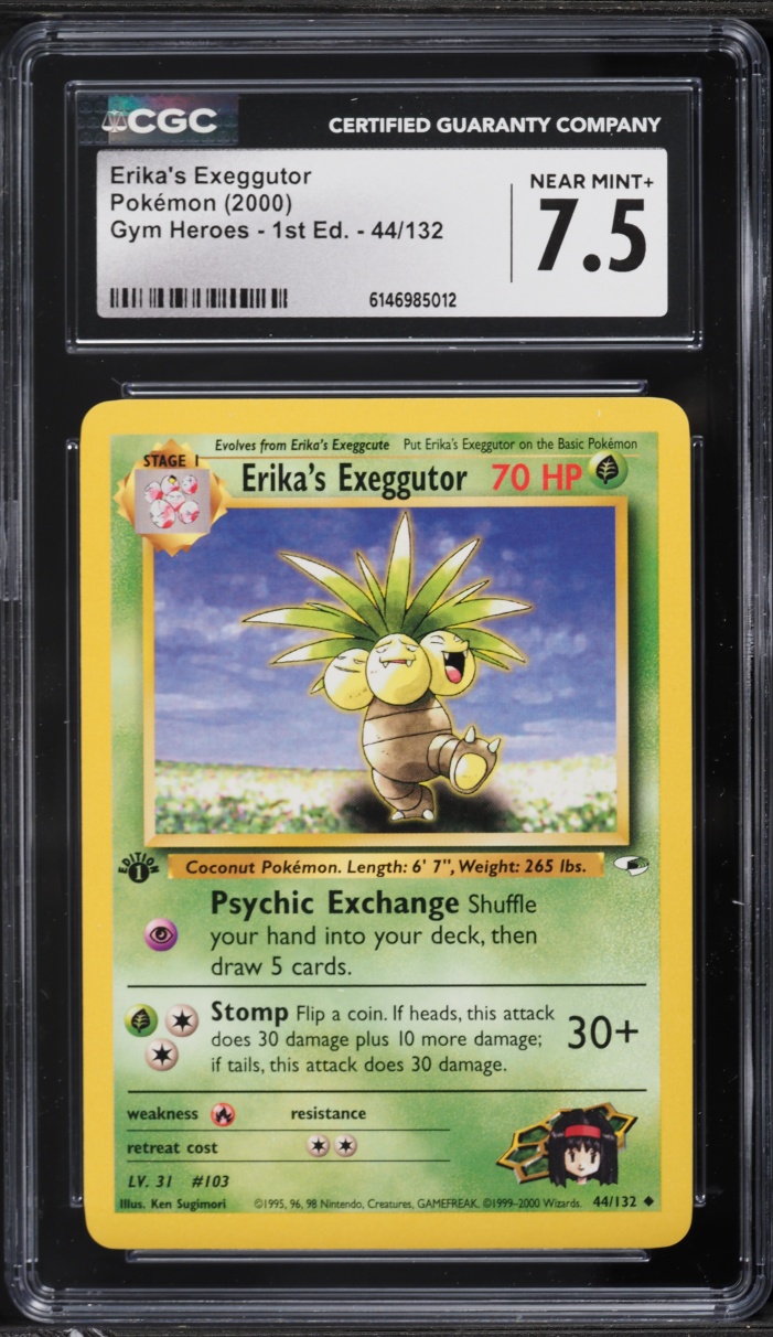 2000 Pokemon Gym Heroes 1st Edition Erika's Exeggutor #44 CGC 7.5 NRMT+