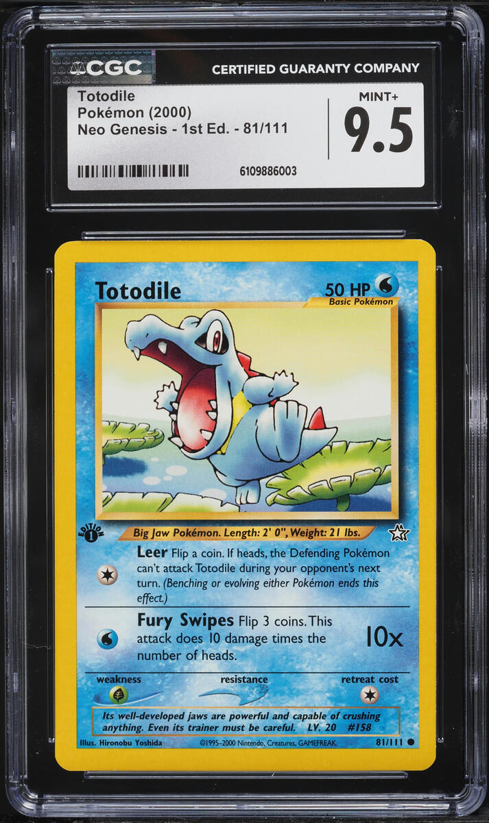2000 Pokemon Neo Genesis 1st Edition Totodile #81 CGC 9.5 MINT+