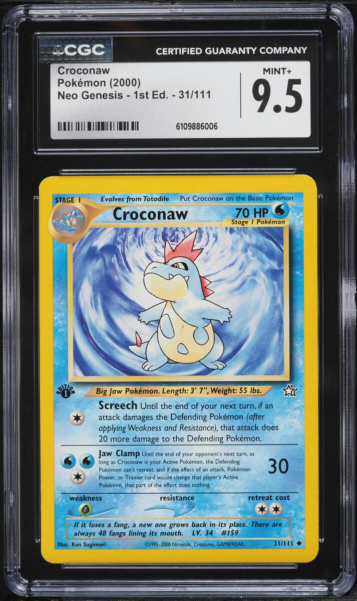 2000 Pokemon Neo Genesis 1st Edition Croconaw #31 CGC 9.5 MINT+