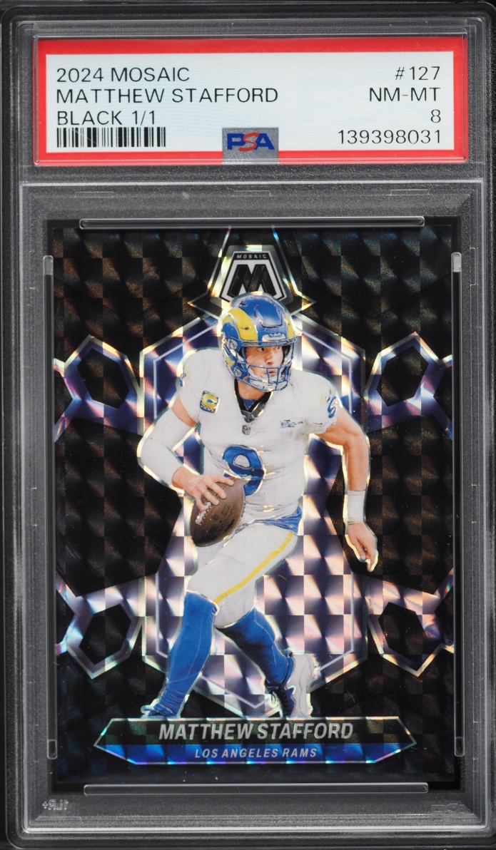 2024 Panini Mosaic Black Matthew Stafford 1/1 #127 PSA 8 NM-MT