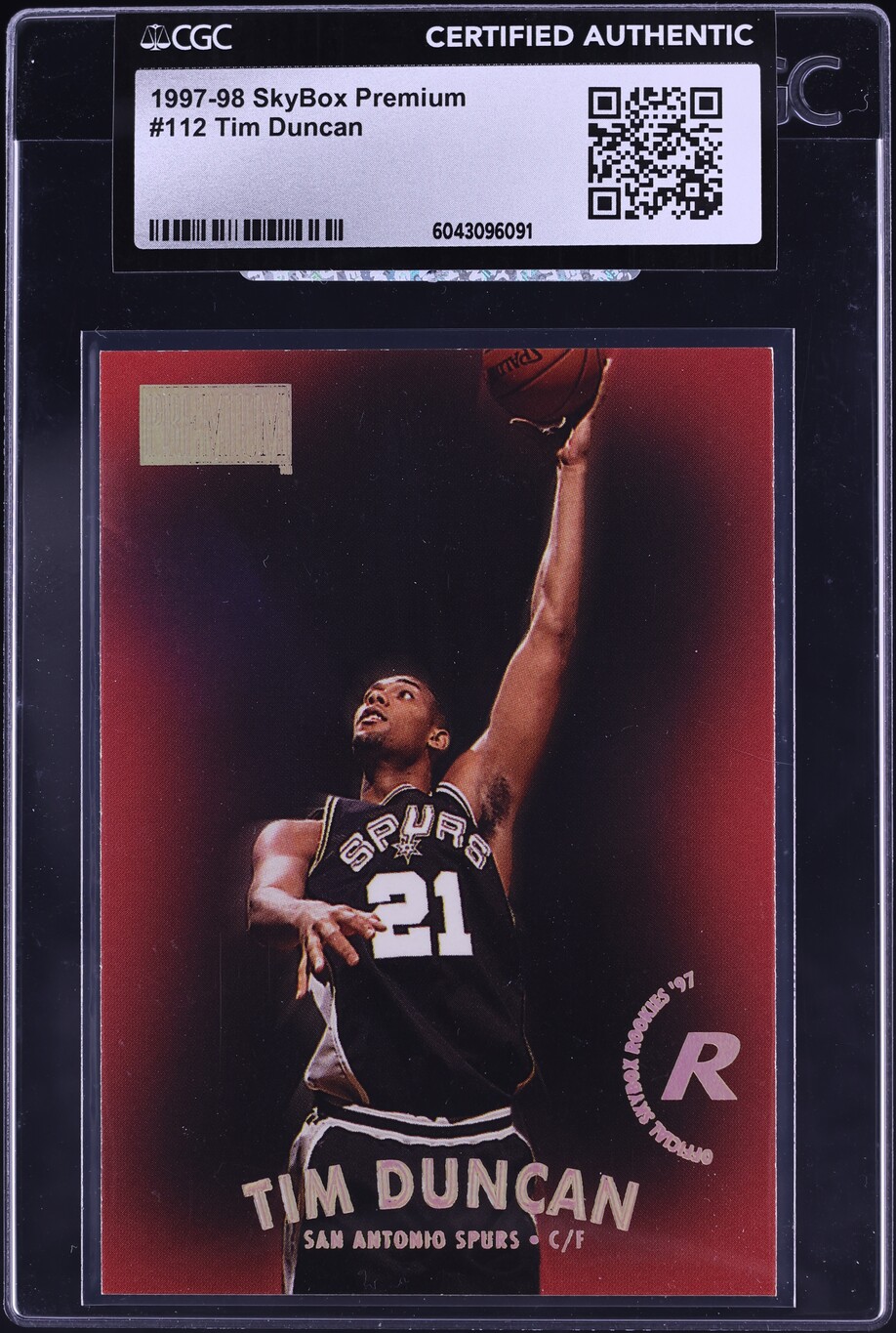 1997 Skybox Premium Tim Duncan ROOKIE #112 CGC AUTH
