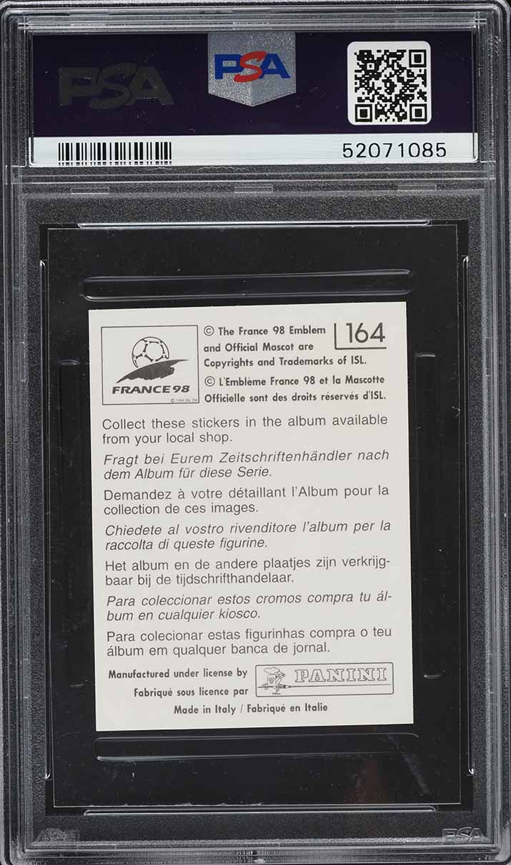 1998 Panini France '98 World Cup Zinedine Zidane #164 PSA 5 EX