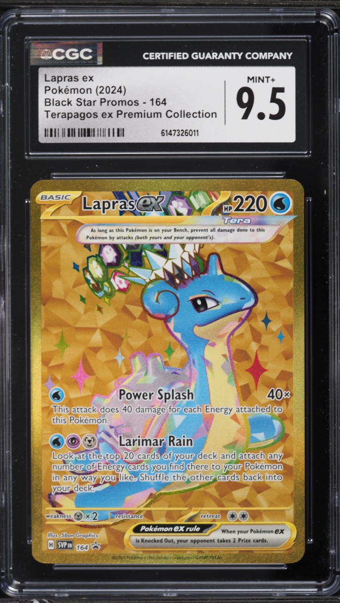 2024 Pokemon Scarlet & Violet Promo Premium Collection Gold Rare Lapras EX #164 CGC 9.5 MINT+