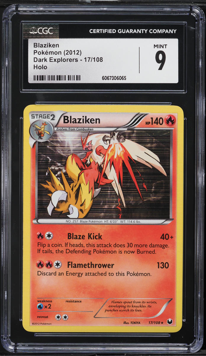 2012 Pokemon Black & White Dark Explorers Holo Blaziken #17 CGC 9 MINT
