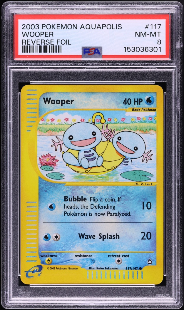 2003 Pokemon Aquapolis Reverse Holo Wooper #117 PSA 8 NM-MT