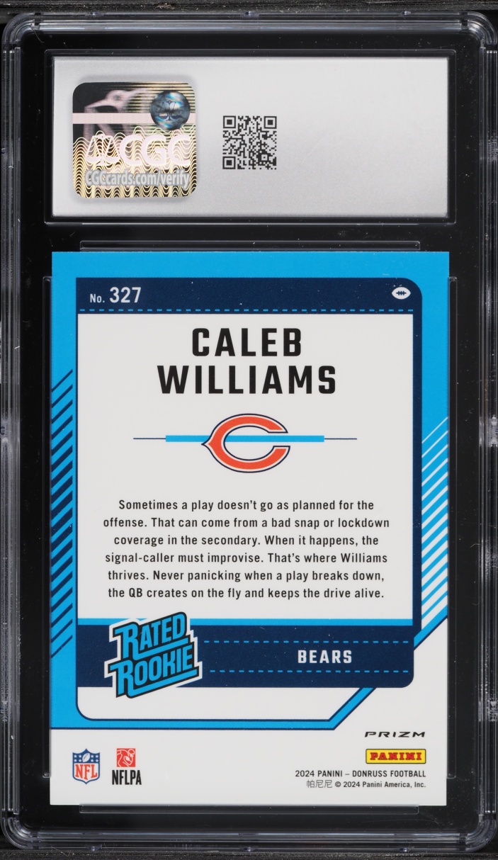 2024 Donruss Optic Preview Pink Prizm Caleb Williams ROOKIE #327 CGC 9 MINT