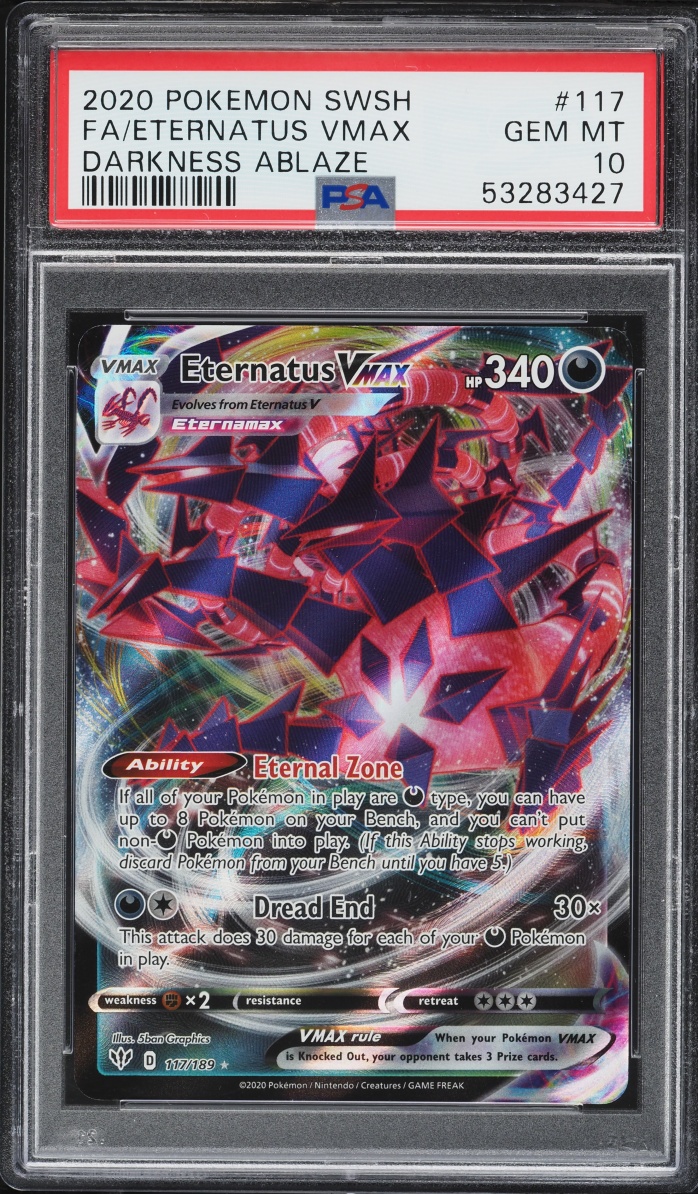 2020 Pokemon Sword & Shield Darkness Ablaze Full Art Eternatus VMAX #117 PSA 10