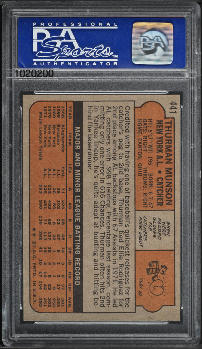 1972 Topps Thurman Munson #441 PSA 9 MINT